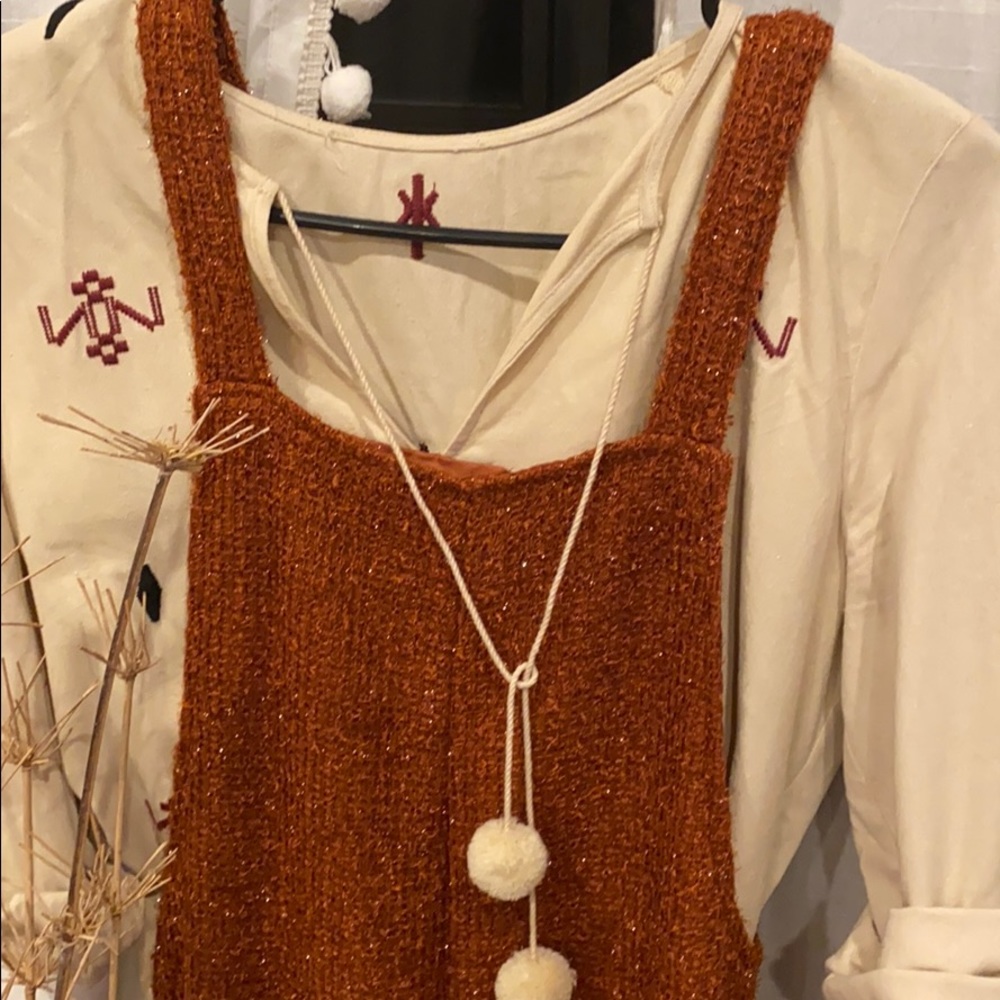 • Rust Orange Jumpsuit with Pockets • - Picture 2 of 8